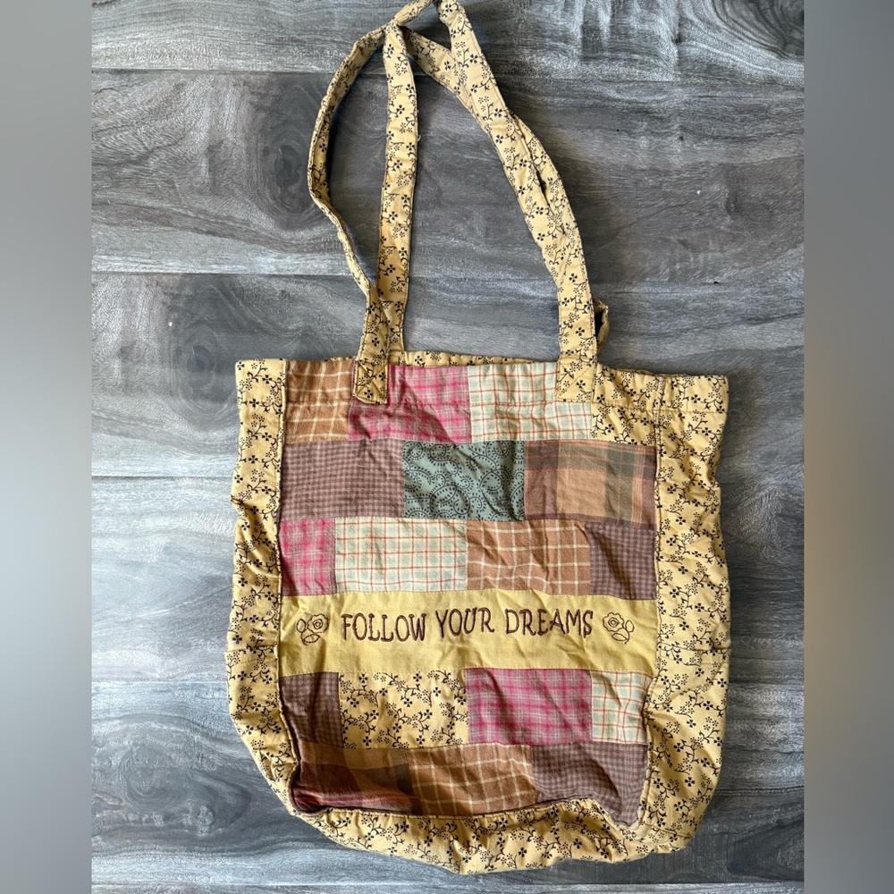 Patchwork Tote Bag - Yellow and Pink